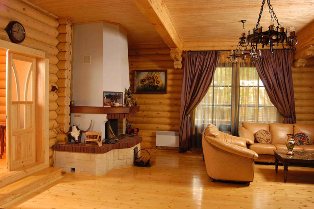 Оформление интерьера деревянного частного дома